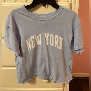 Brandy Melville blue cropped new york shirt
